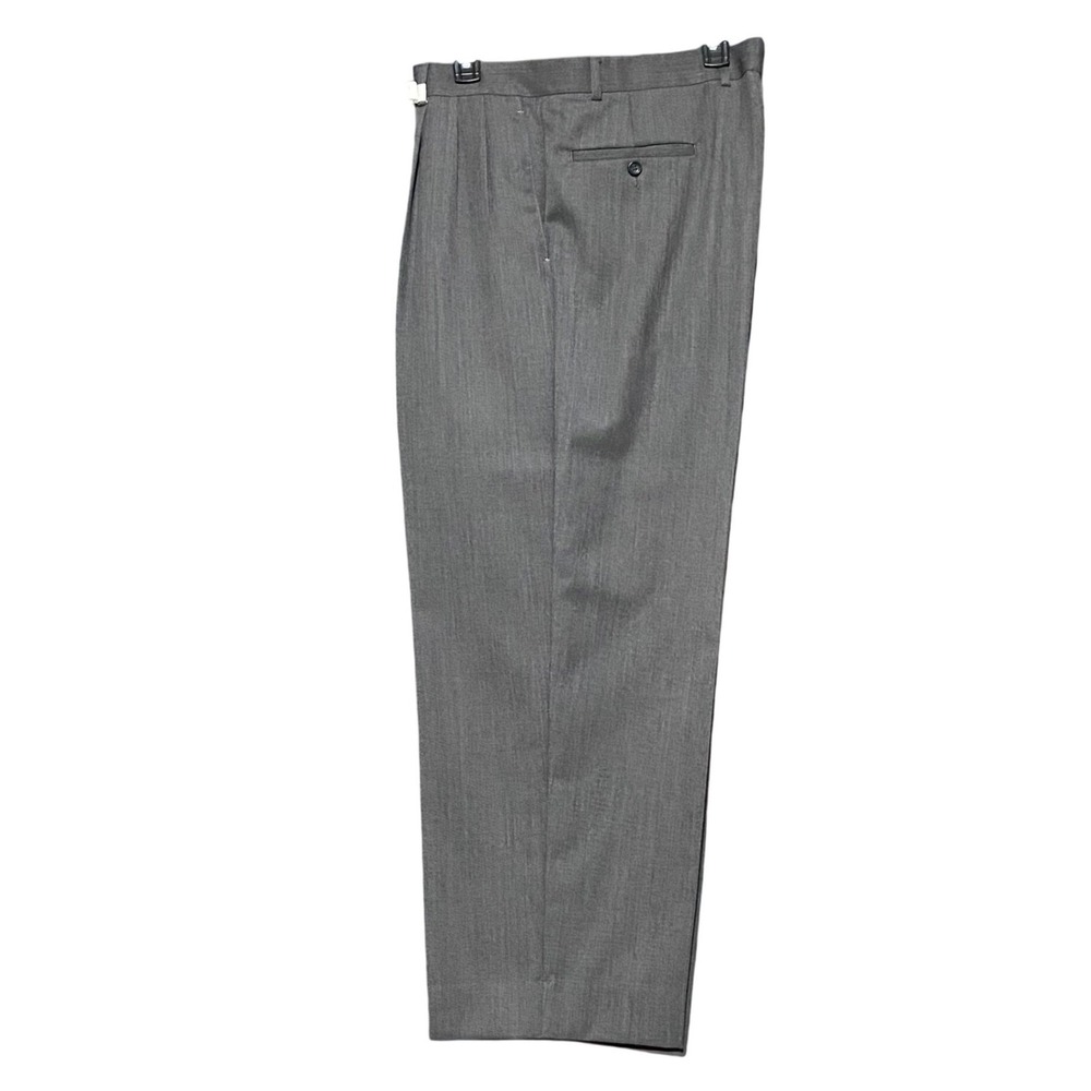 Pronto Uomo Mens 100% Wool Dress Slacks Grey Pleated Front Trousers 38x28